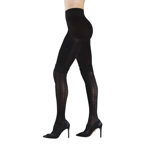 Badgley Mischka Fabulous Fashion Tights with Control Top Black Medium 11116 - Picture 1 of 6